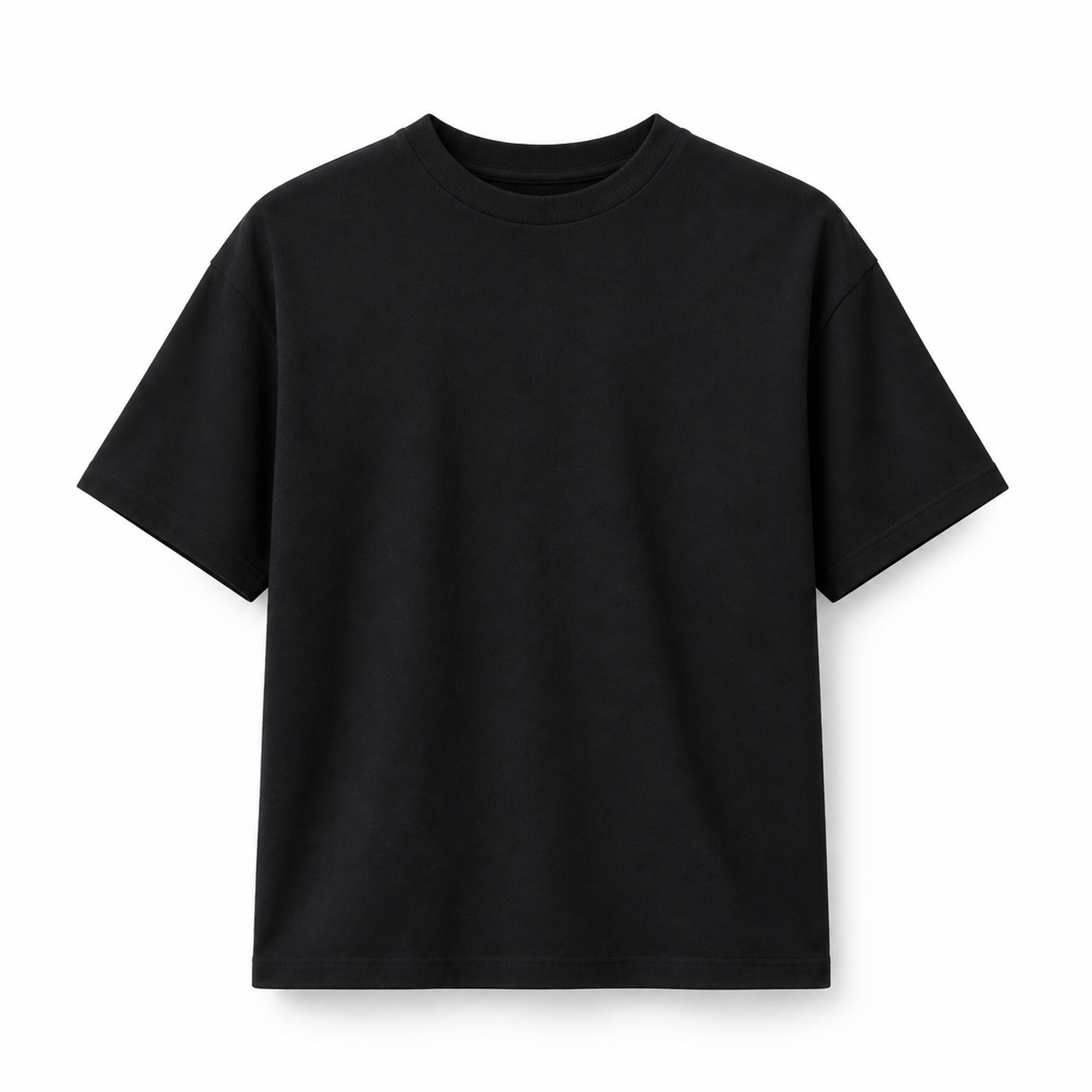 Tricou Bărbați Negru Regular din Bumbac 100% - vedere frontală ghost