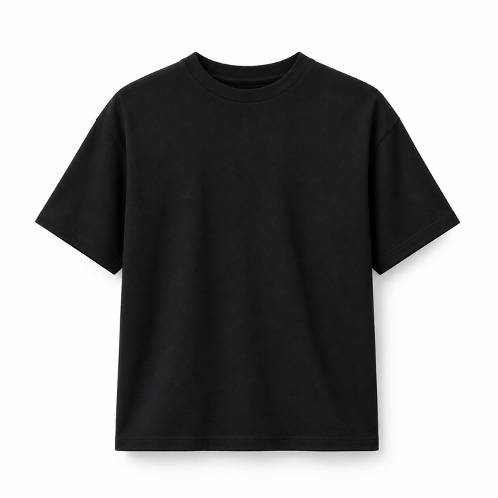 Tricou Bărbați Negru Regular din Bumbac 100% - vedere frontală ghost