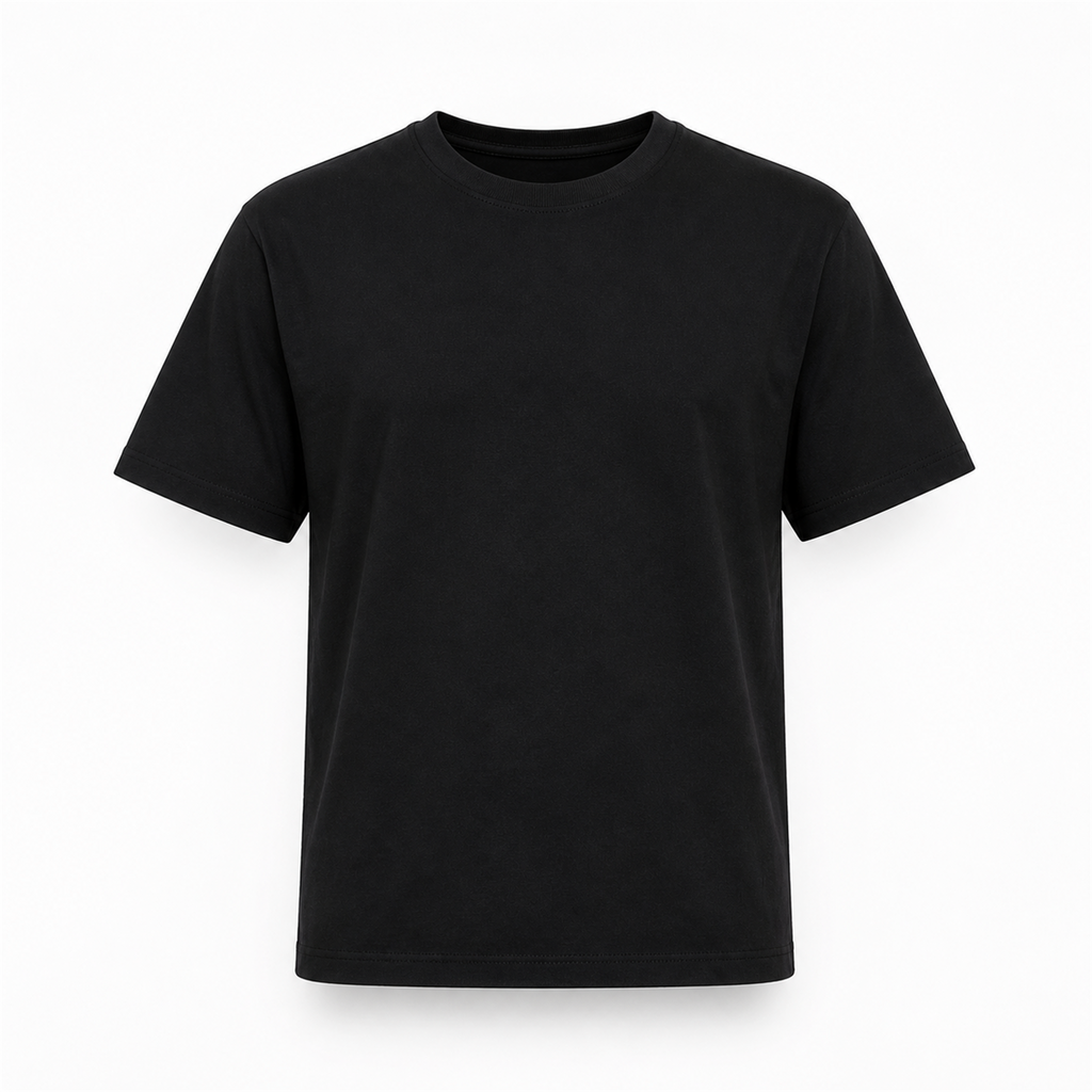 Tricou Bărbați Negru Simplu din Bumbac 100% - vedere frontală ghost