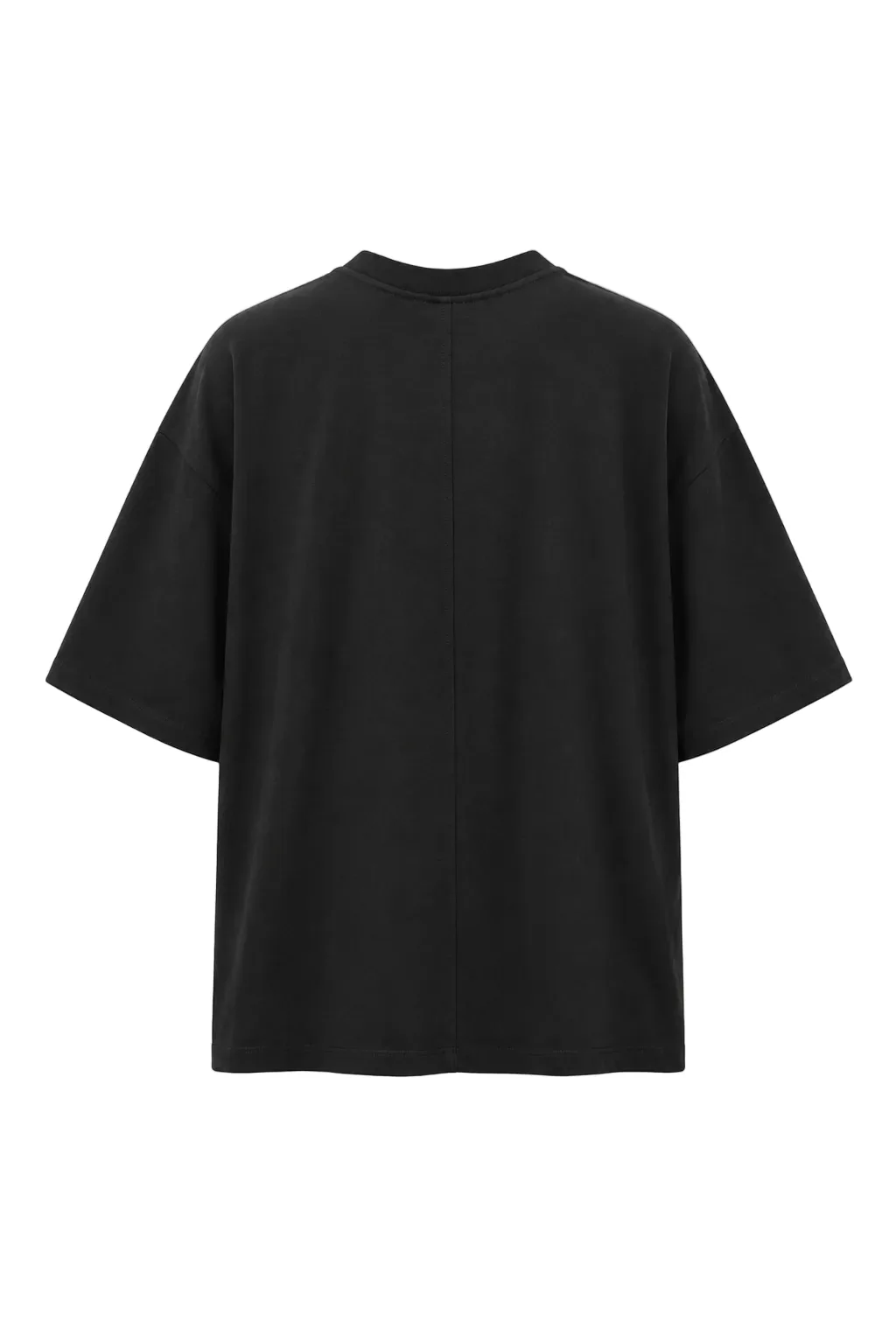 Tricou negru cu cusătură centrală, vedere din spate