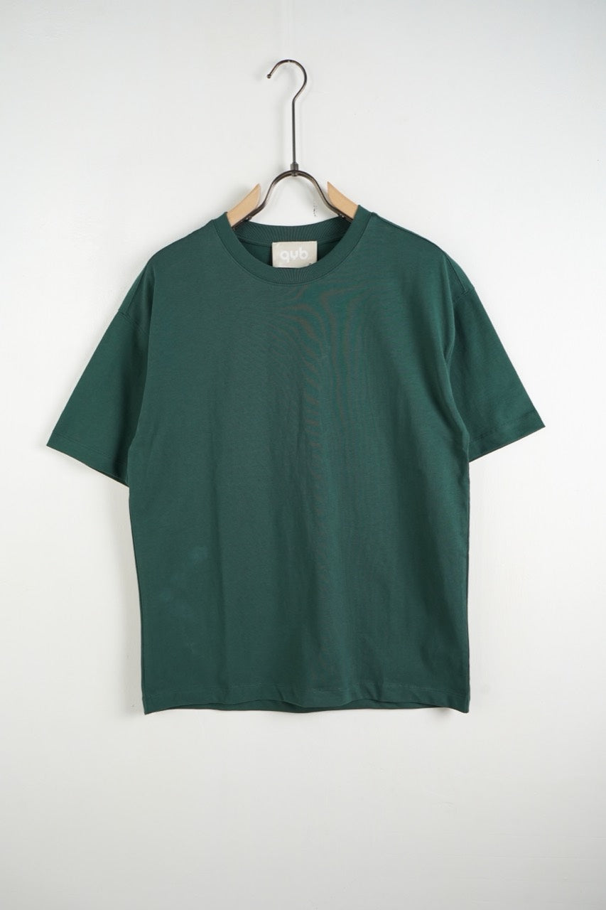 Tricou verde închis pentru bărbați, din bumbac, cu guler rotund și mâneci scurte, vedere din față