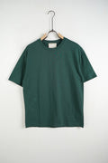 Tricou verde închis pentru bărbați, din bumbac, cu guler rotund și mâneci scurte, vedere din față