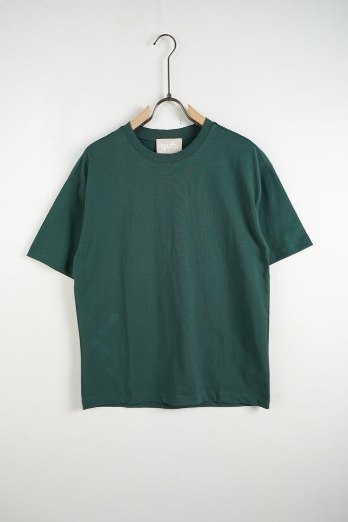 Tricou verde închis pentru bărbați, din bumbac, cu guler rotund și mâneci scurte, vedere din față