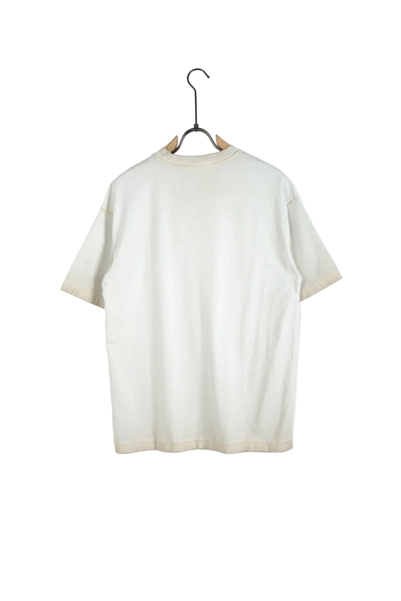 Tricou casual bărbați crem din bumbac moale, design cu aspect purtat și finisaje brute, stil streetwear