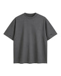 Tricou unisex gri închis cu rupturi discrete pe umeri și piept, croială regular fit