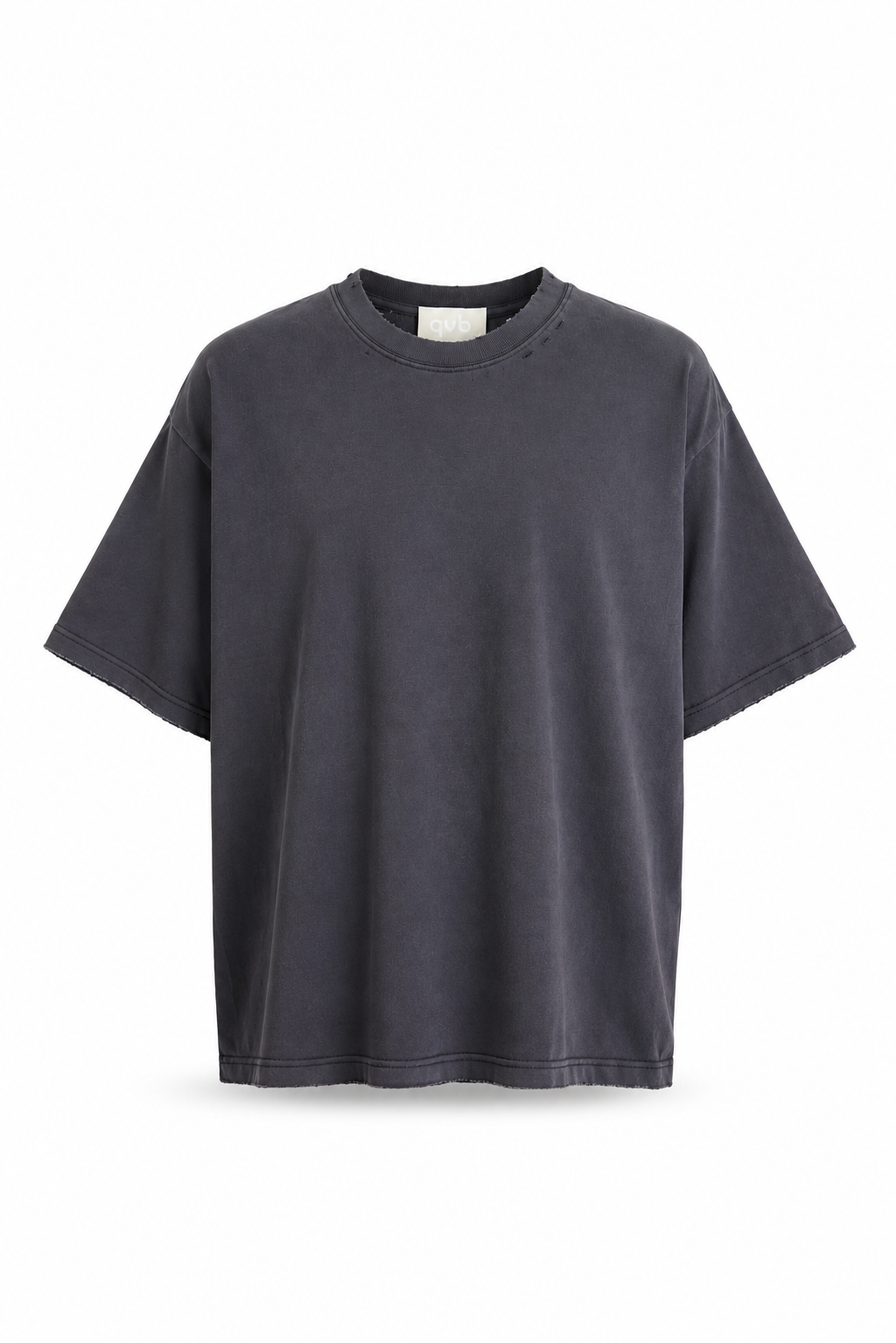 Tricou oversized gri cu rupturi și aspect washed premium fotografiat fără manechin