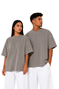 Tricou Bărbați Crem din Bumbac cu Cusături în Partea de Jos