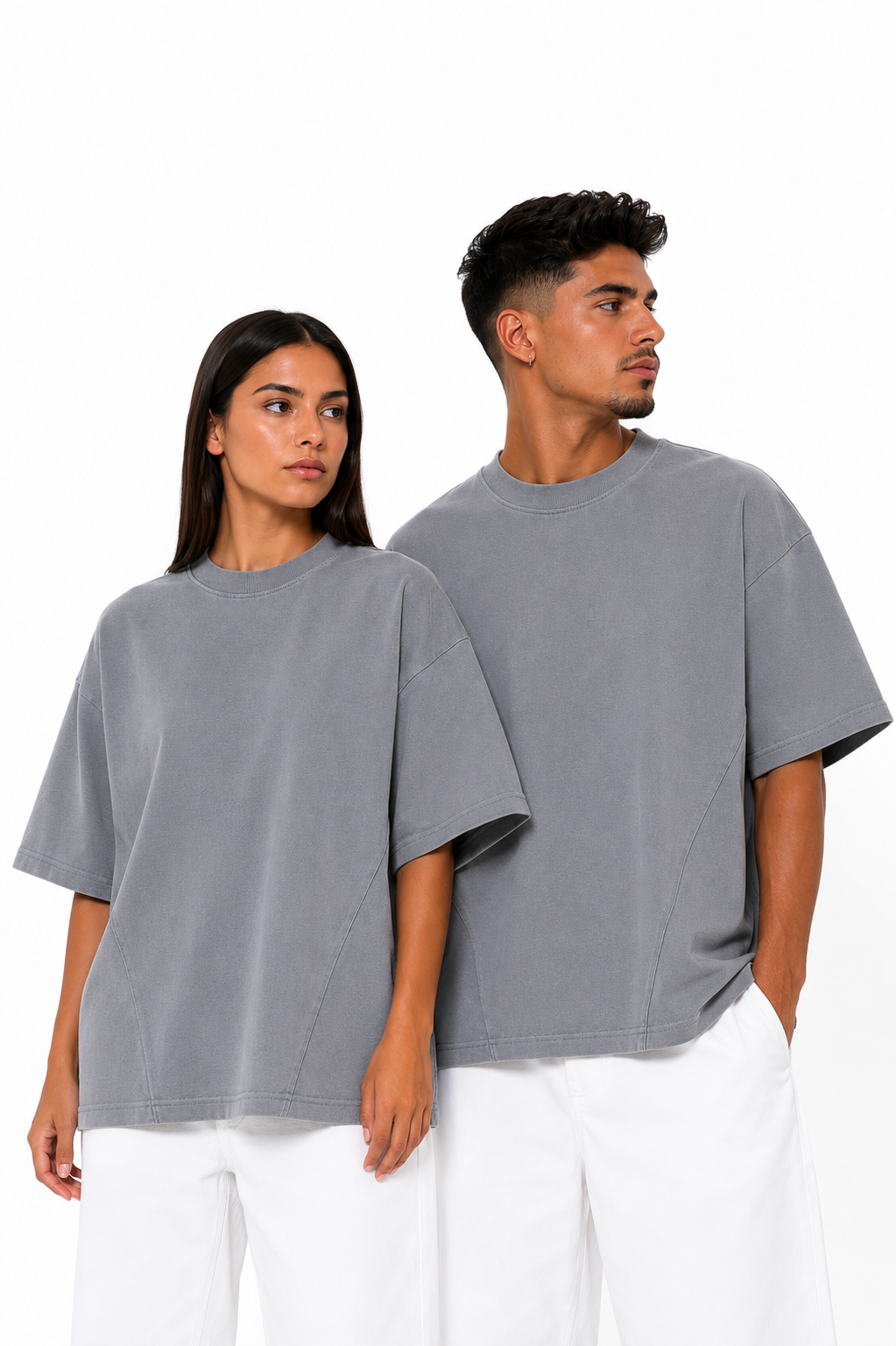 Tricou Bărbați Gri din Bumbac 100% cu Cusături în Partea de Jos