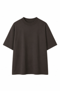 Tricou maro unisex din bumbac cu guler strâns pe gât, model minimalist