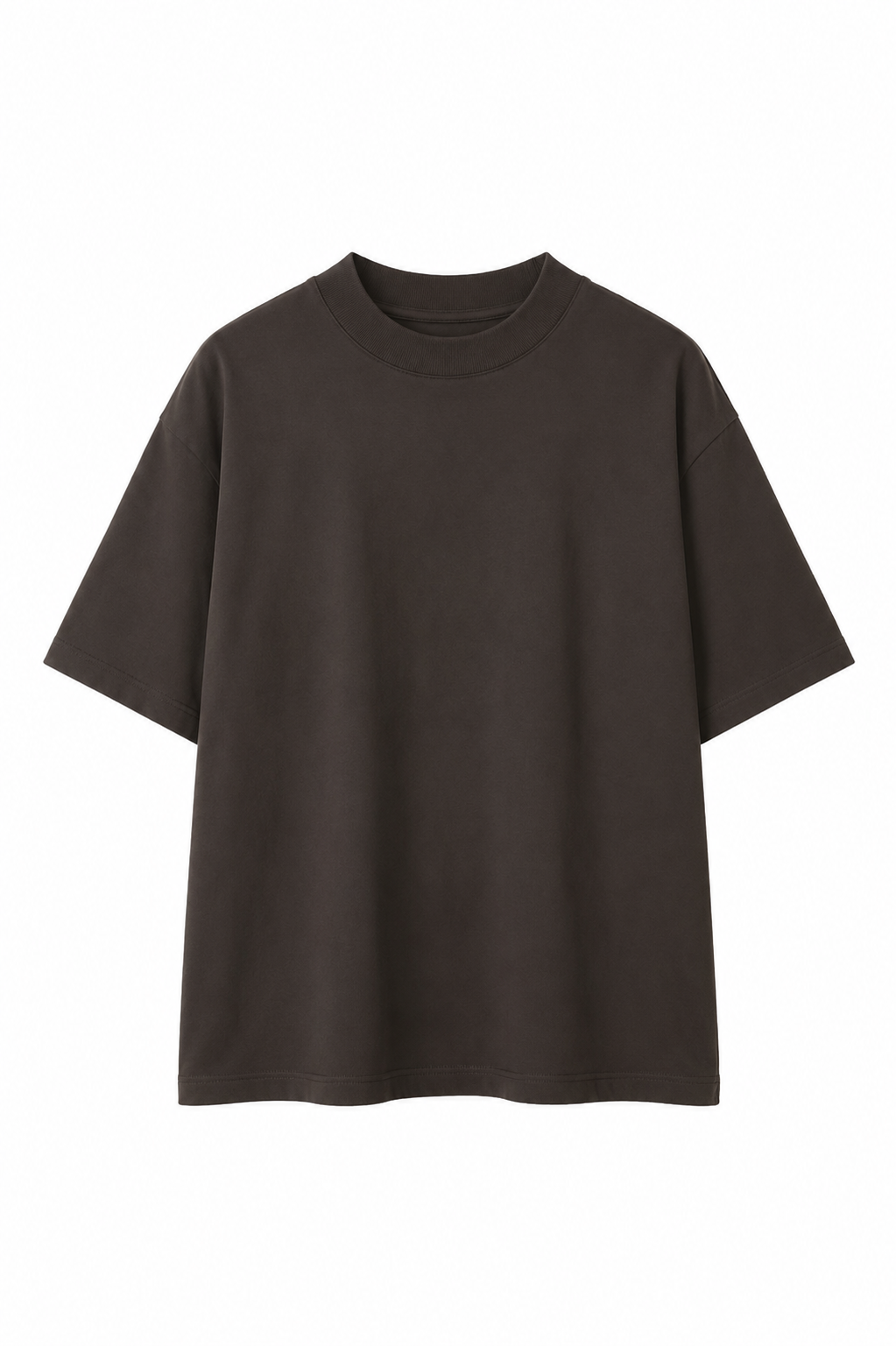 Tricou maro unisex din bumbac cu guler strâns pe gât, model minimalist
