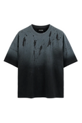 Tricou negru spălat cu efect vintage pentru bărbați, model casual modern din bumbac