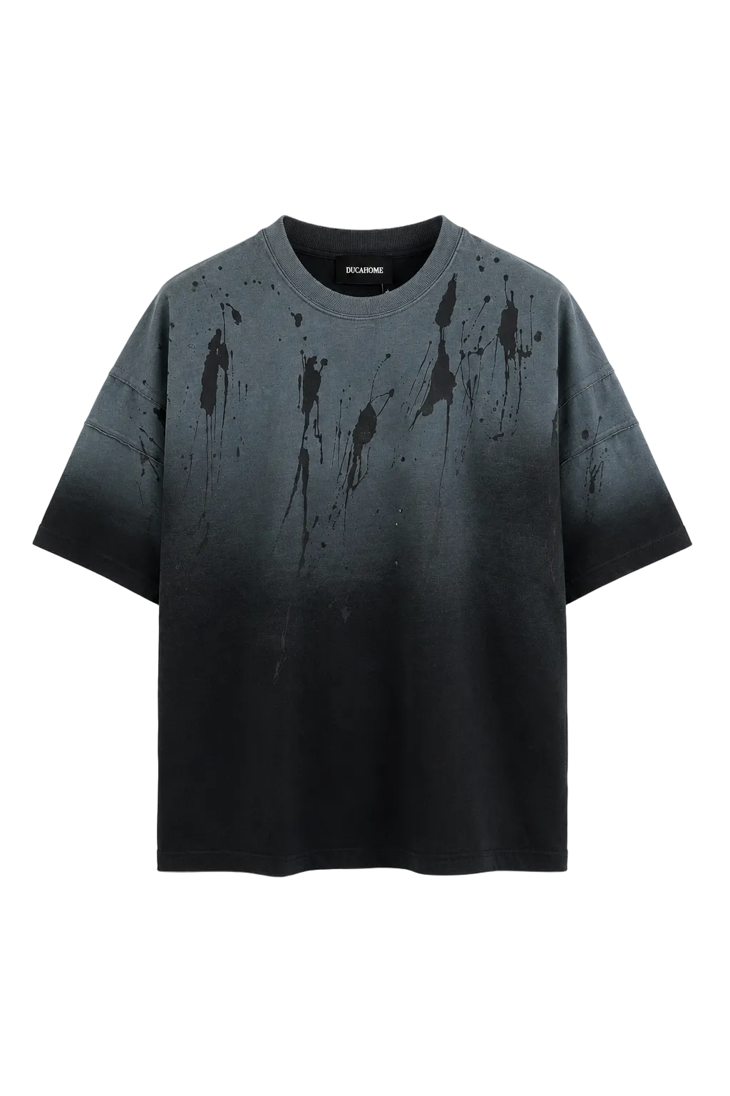 Tricou negru spălat cu efect vintage pentru bărbați, model casual modern din bumbac