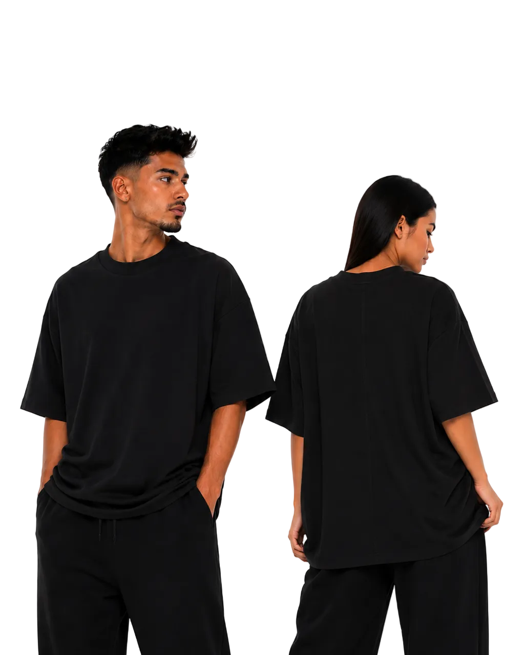 Tricou Negru cu Cusătură Centrală pe Spate