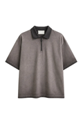 Tricou Polo Oversized cu Fermoar și Efect Gradient