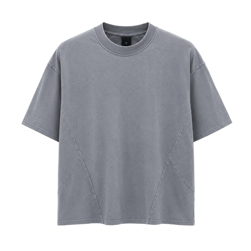 Tricou oversized gri din 100% bumbac cu design minimalist și croială modernă