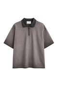 Tricou Polo Oversized cu Fermoar și Efect Gradient