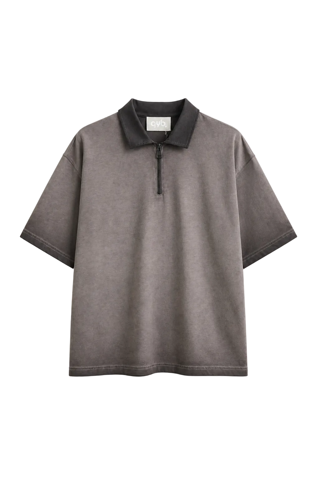 Tricou Polo Oversized cu Fermoar și Efect Gradient