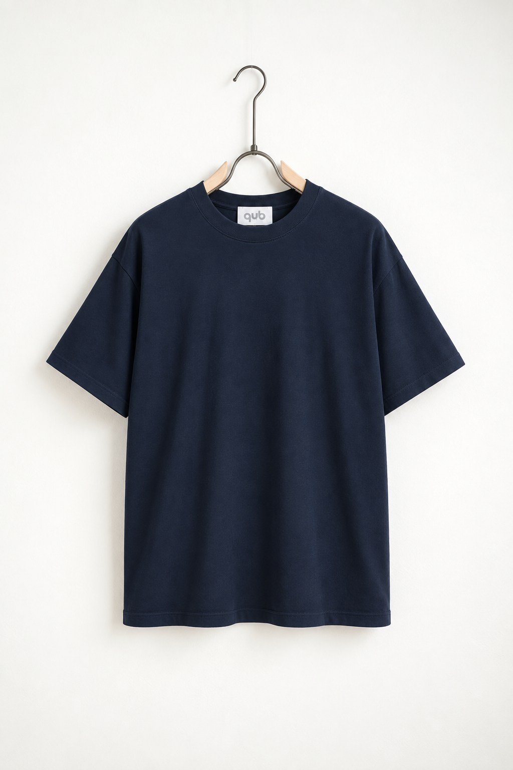 Tricou simplu albastru închis  bumbac casual – fotografie produs pe umeraș