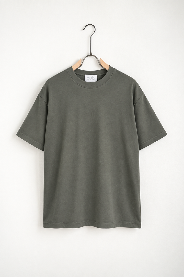 Tricou simplu verde armată  bumbac casual