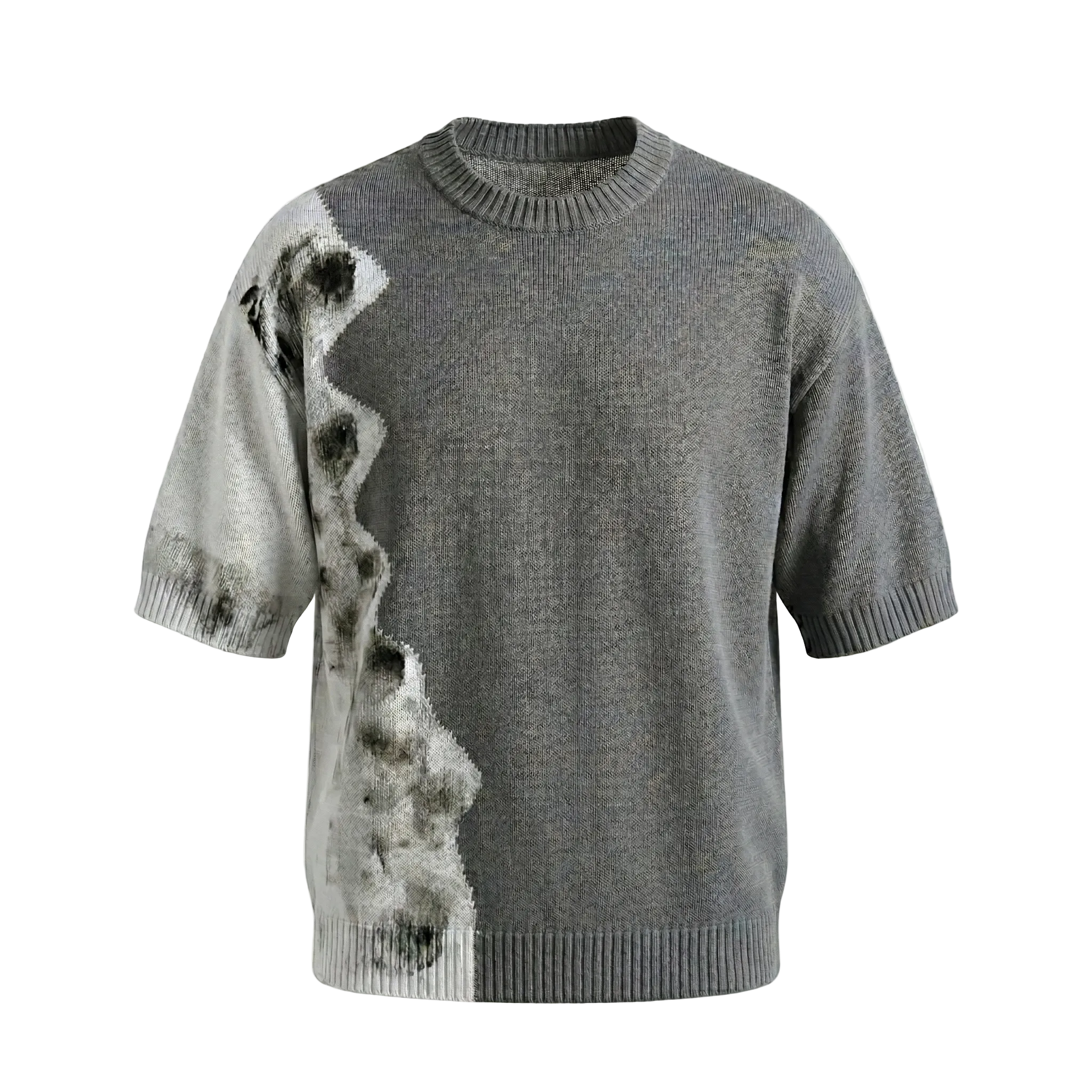 Tricou tip pulover pentru bărbați, design bicolor gri și alb cu croială regular fit.