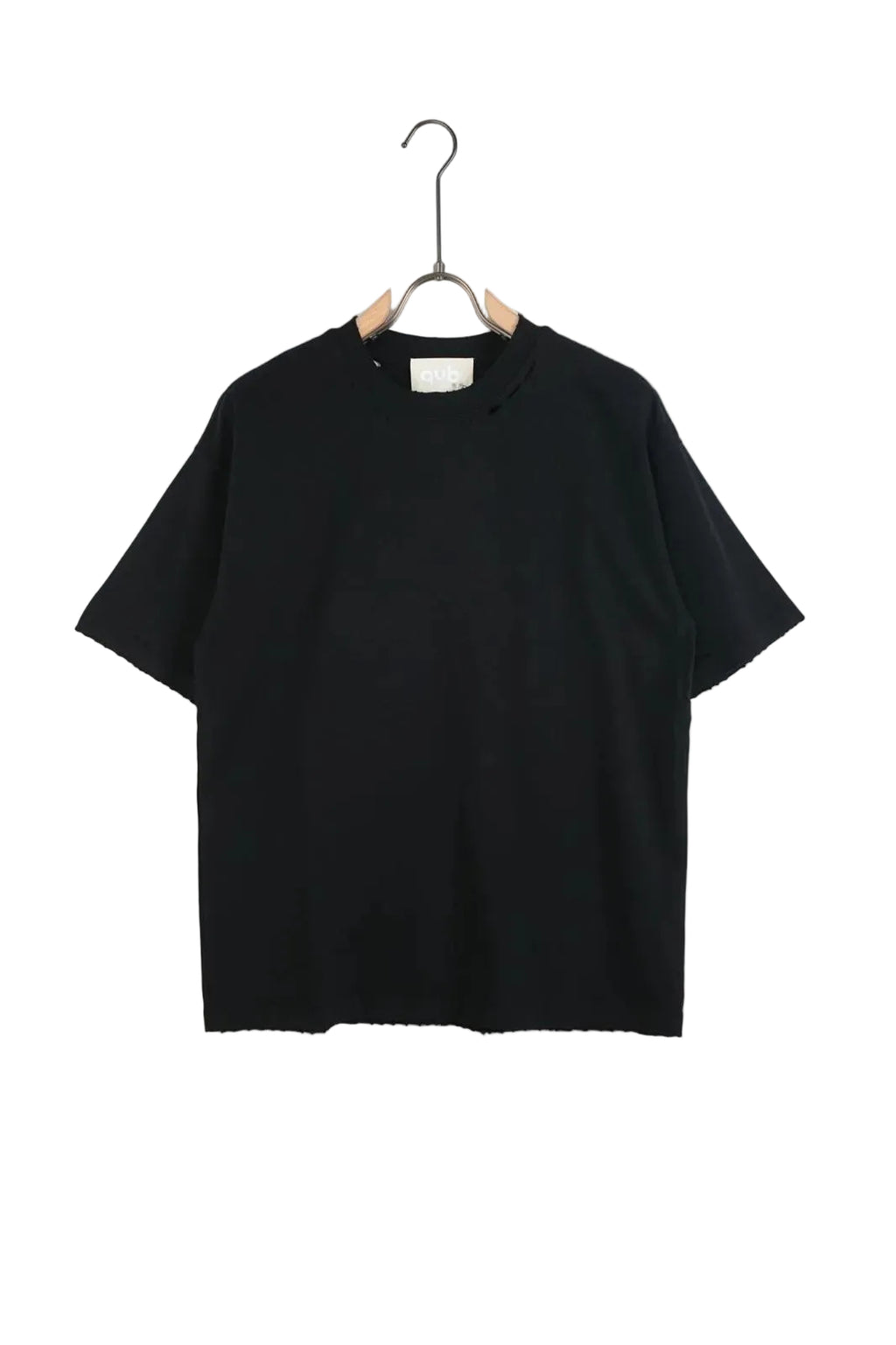Tricou unisex negru cu rupturi decorative stil distressed, material bumbac, look grunge urban
