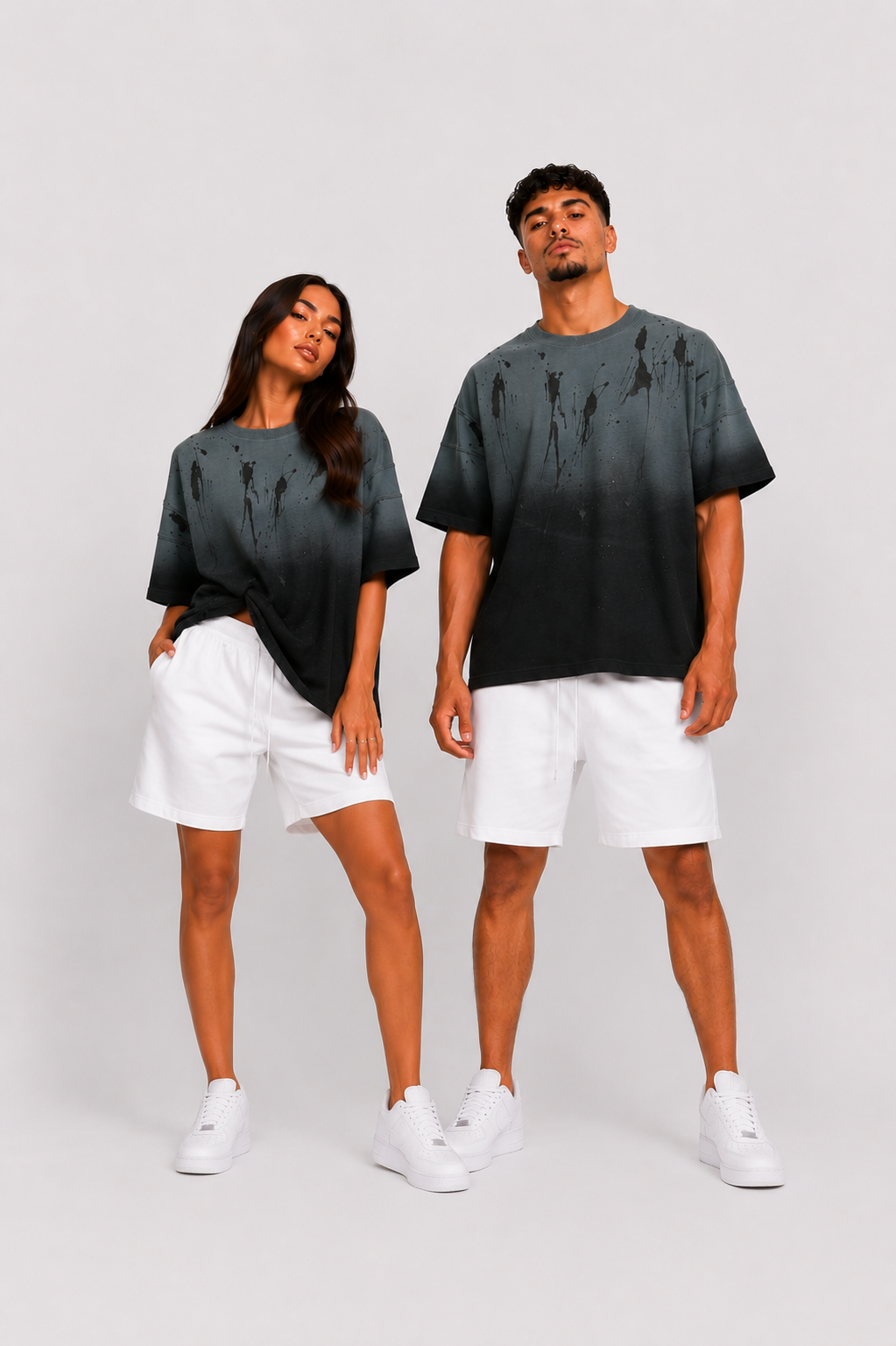 Tricou vintage negru spălat pentru bărbați, stil casual streetwear din bumbac